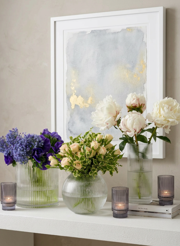 6in Tall Vienna Pleated Glass Cylinder Decor Jamali Garden