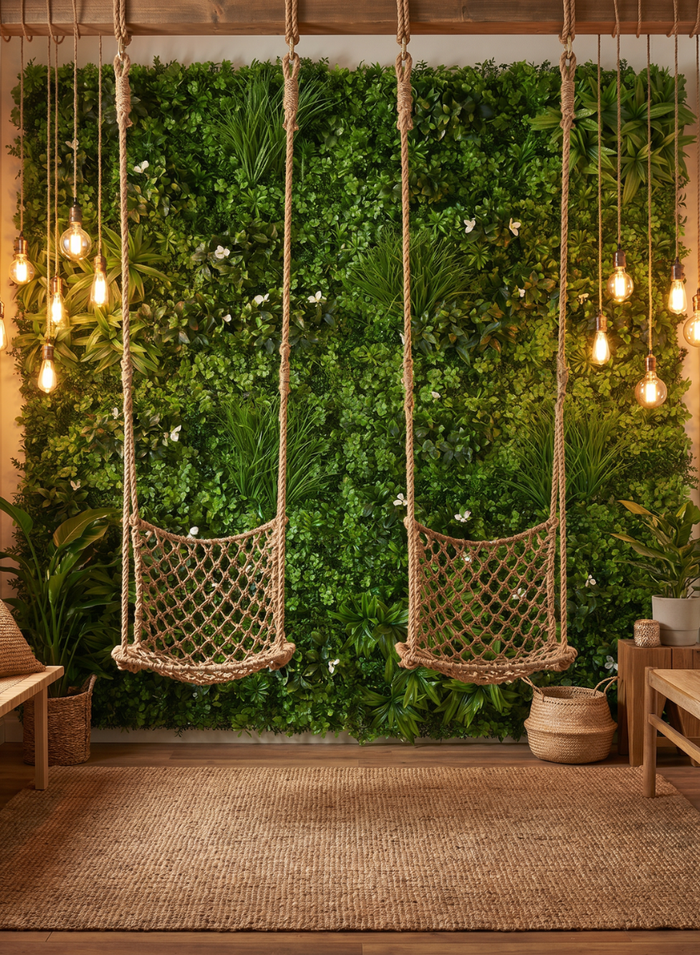 39in Square UV-Resistant Mixed Greens Mat Decor Jamali Garden