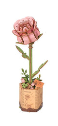 3D Wooden Flower Puzzle: Pink Rose