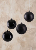 3in Round Black Shiny / Matte / Glitter Plastic Balls (80mm), Set of 16 Decor Jamali Garden