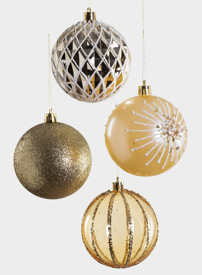 3in Round Gold Luxe Ornament Collection, Set of 16 Decor Jamali Garden