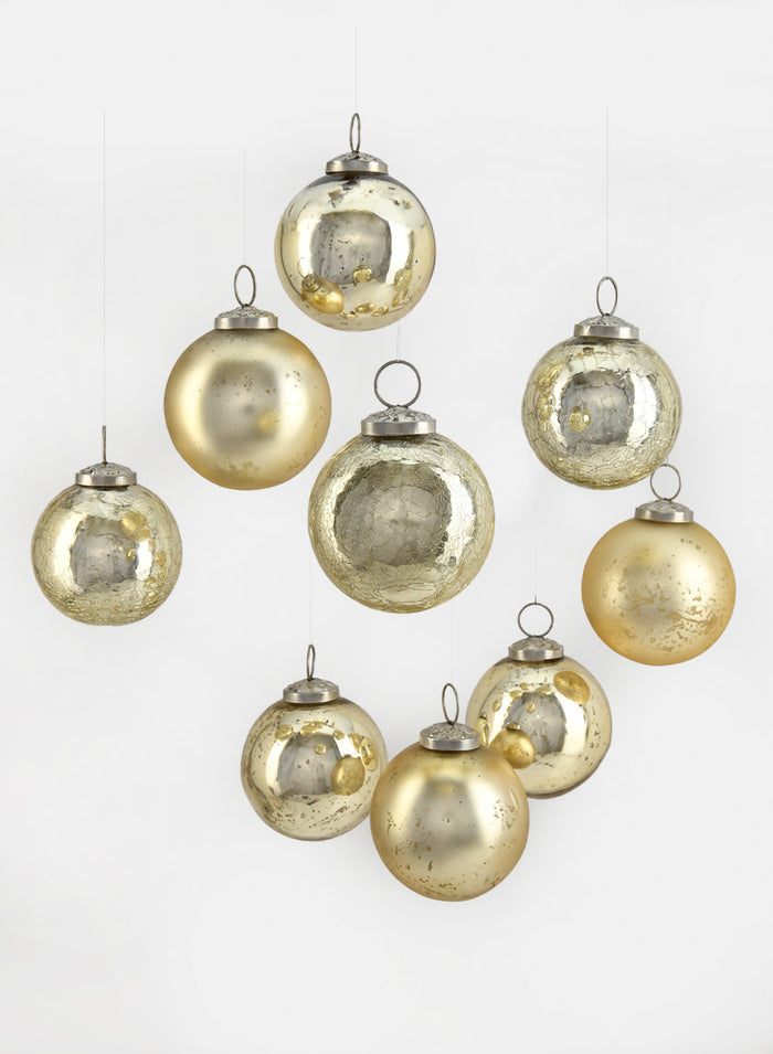 3in Round Gold Mix Glass Ornaments Decor Jamali Garden