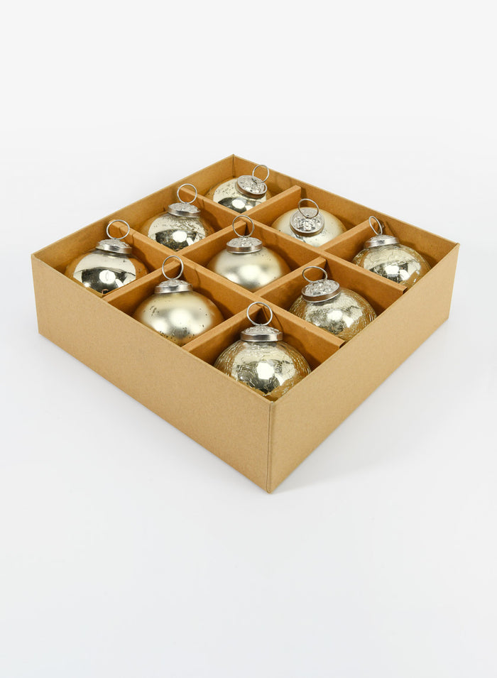 3in Round Gold Mix Glass Ornaments Decor Jamali Garden