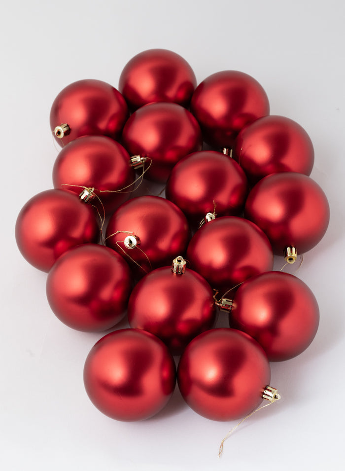 3in Round Matte Red Ornament Plastic Ball, Set of 16 Decor Jamali Garden