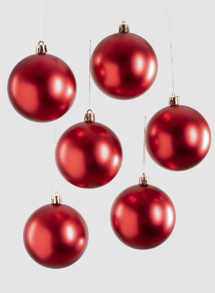 3in Round Matte Red Ornament Plastic Ball, Set of 16 Decor Jamali Garden
