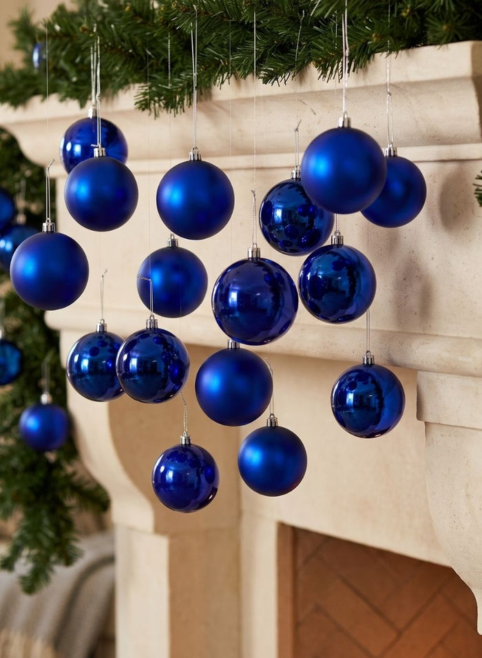3in Round Pearl, Matte, Light & Shiny Blue Plastic Ornament Ball Decor Jamali Garden