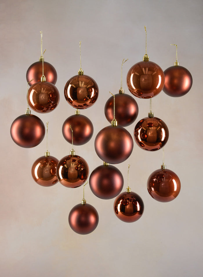 3in Round Pearl, Matte, Light & Shiny Copper Ornament Ball, Set of 16 Decor Jamali Garden