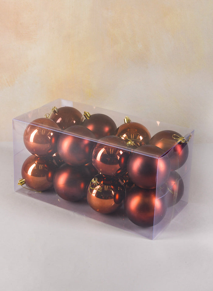 3in Round Pearl, Matte, Light & Shiny Copper Ornament Ball, Set of 16 Decor Jamali Garden
