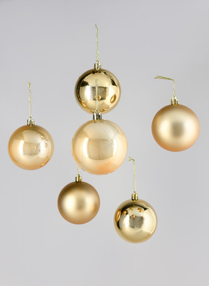 3in Round Pearl, Matte, Light, & Shiny Gold Plastic Ornament Decor Jamali Garden