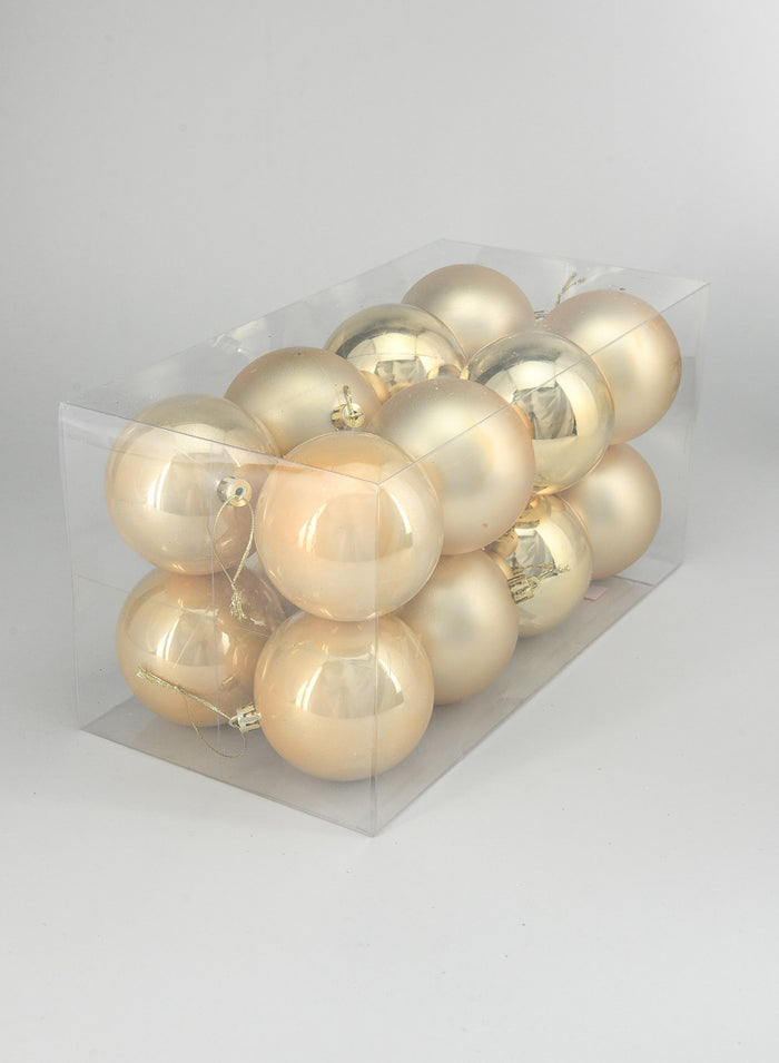 3in Round Pearl, Matte, Light, & Shiny Gold Plastic Ornament Decor Jamali Garden
