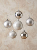 3in Round Pearl, Matte, Light, & Shiny Silver Ornament Plastic Ball, Set of 16 Decor Jamali Garden