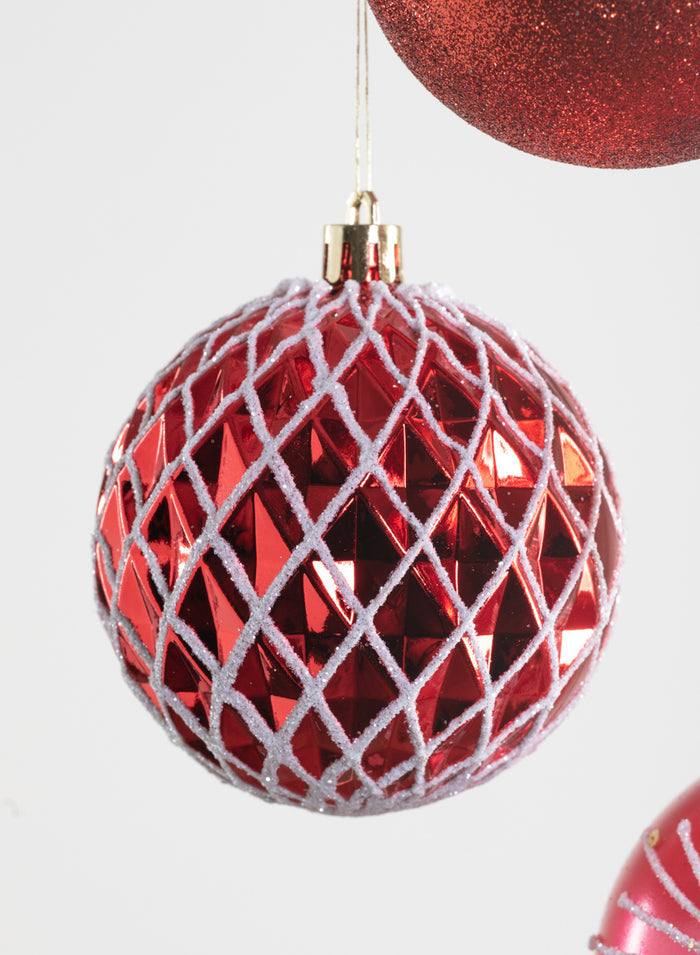 3in Round Red Luxe Ornament Collection, Set of 16 Decor Jamali Garden