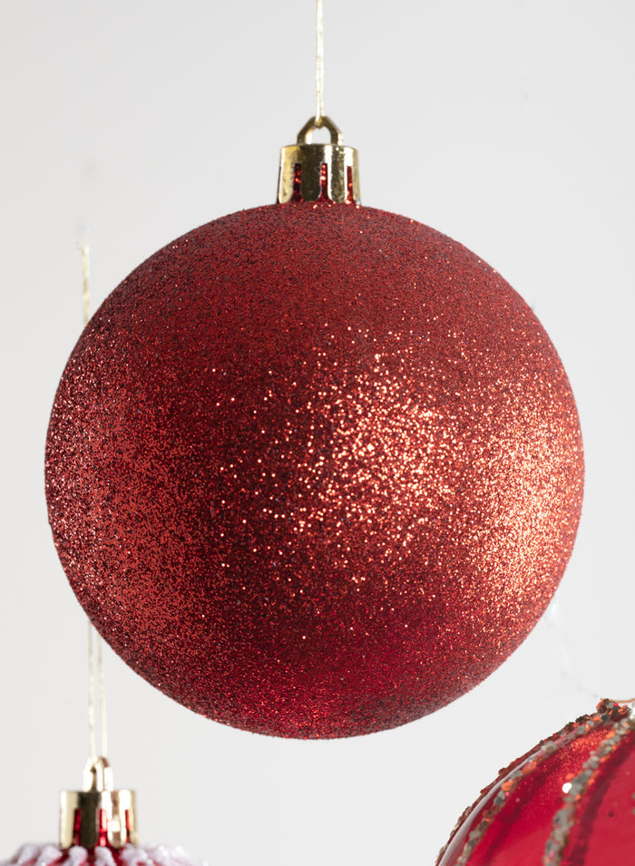 3in Round Red Luxe Ornament Collection, Set of 16 Decor Jamali Garden