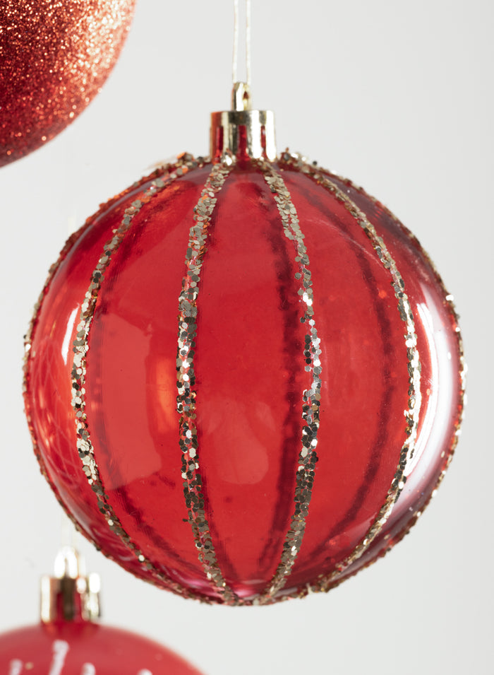 3in Round Red Luxe Ornament Collection, Set of 16 Decor Jamali Garden