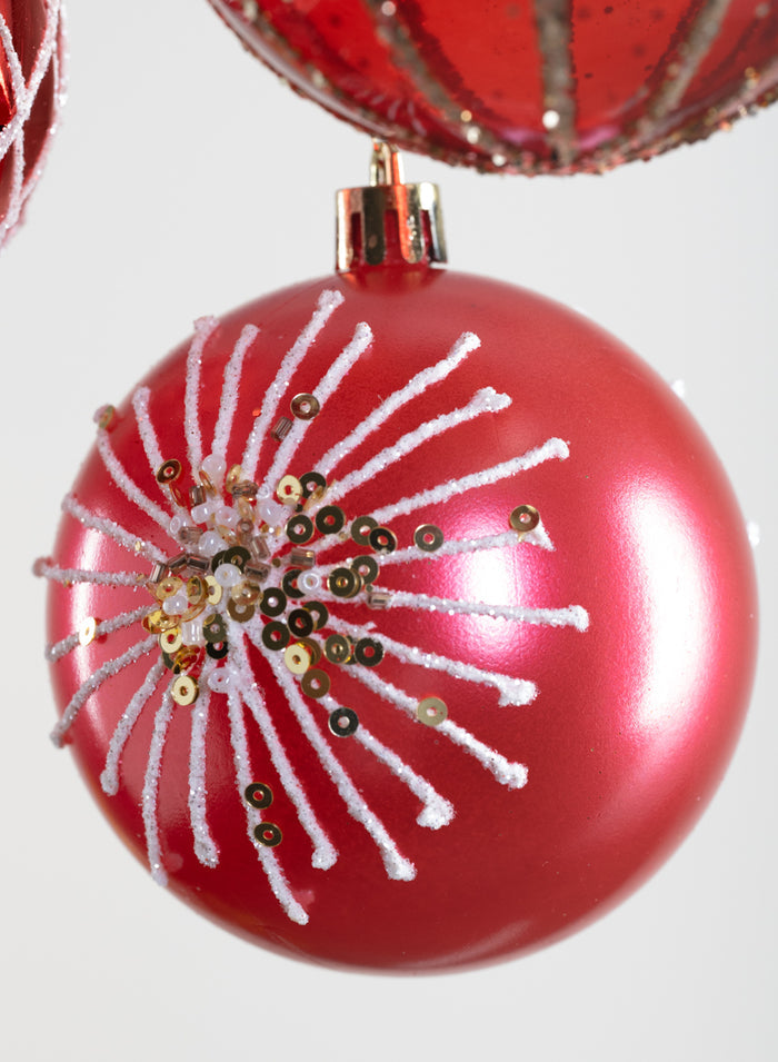 3in Round Red Luxe Ornament Collection, Set of 16 Decor Jamali Garden