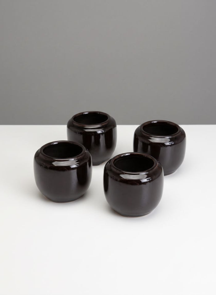 3in Tall Alsace Noir Cachepot Ceramic Vase, Set of 4 Decor Jamali Garden
