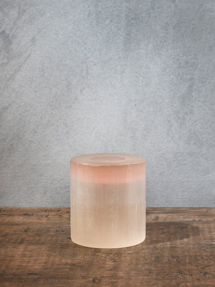 3in Wide Moroccan Selenite Trunk Votive Decor Jamali Garden