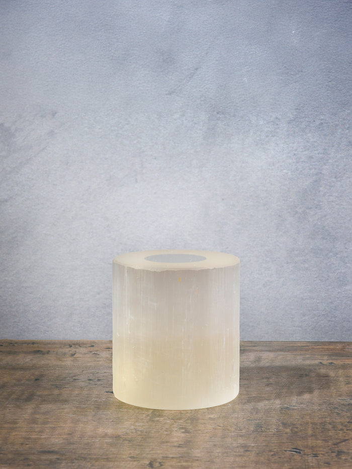 3in Wide Moroccan Selenite Trunk Votive Decor Jamali Garden
