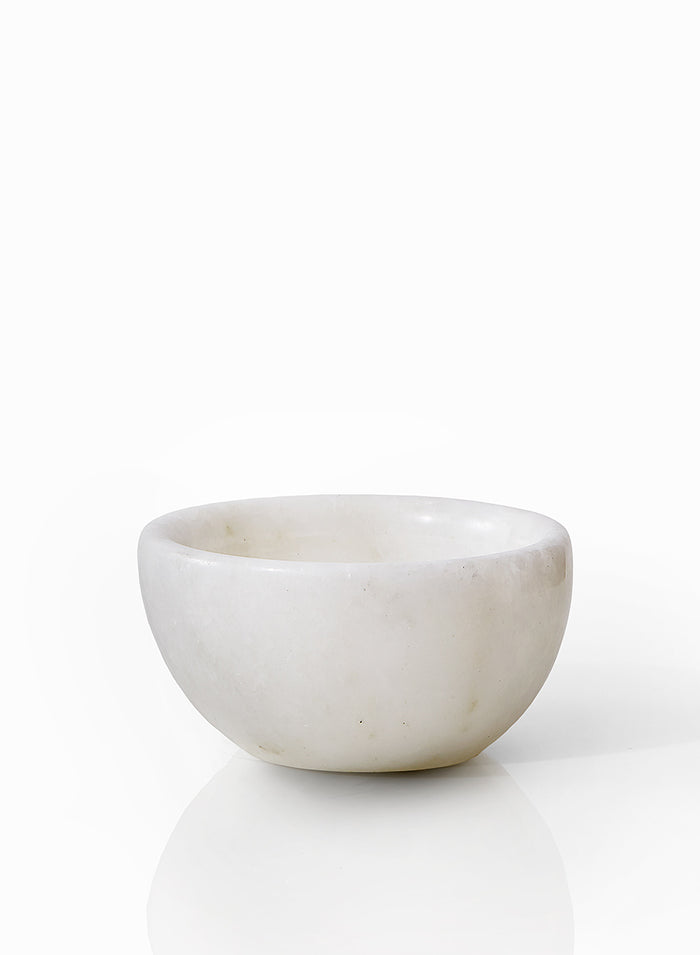 3in Wide White Mumtaz Marble Bowl, Set of 2 Decor Jamali Garden