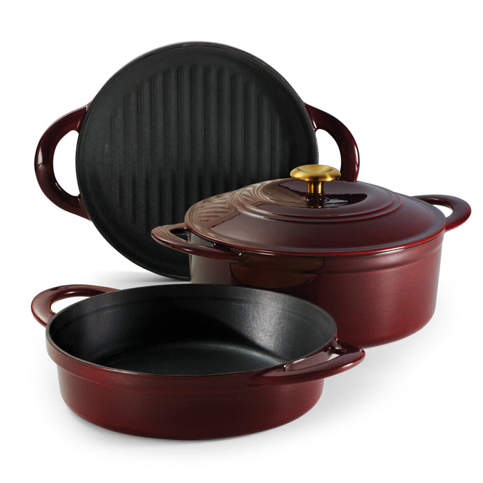 4-Piece Stackable Enamel Cast Iron Cookware Set