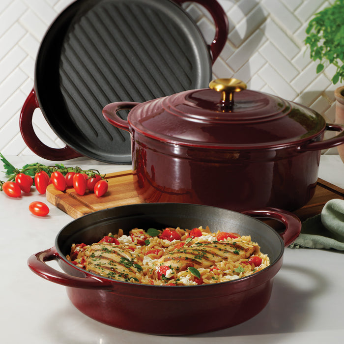4-Piece Stackable Enamel Cast Iron Cookware Set