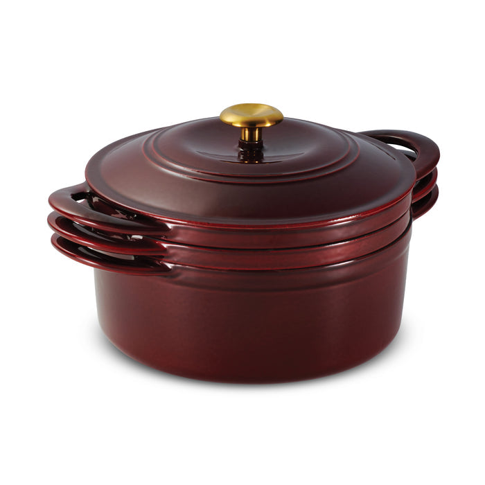 4-Piece Stackable Enamel Cast Iron Cookware Set