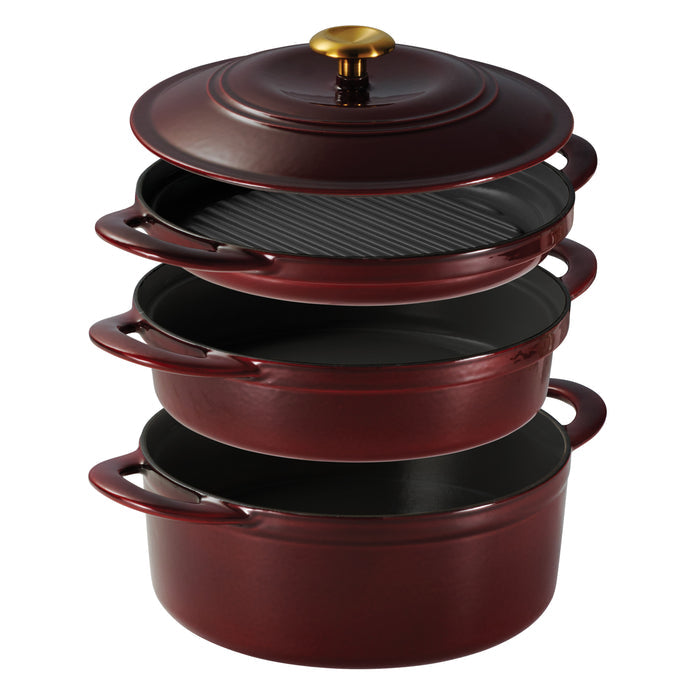 4-Piece Stackable Enamel Cast Iron Cookware Set