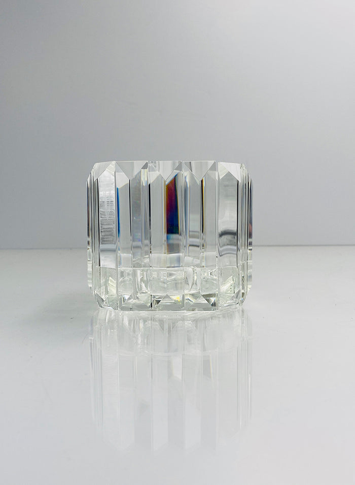 4.25in Tall Pyramid Crystal Glass Candleholder, Small Decor Jamali Garden