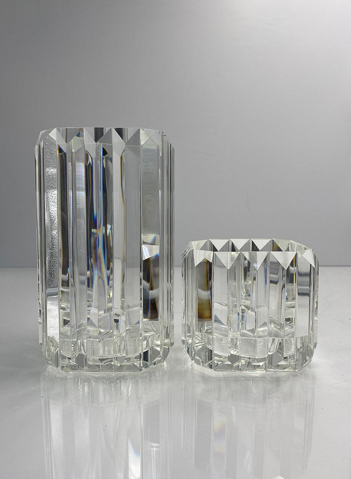 4.25in Tall Pyramid Crystal Glass Candleholder, Small Decor Jamali Garden