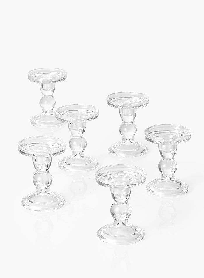 4.5in Tall Clear Glass Pillar Holder, Set of 6 Decor Jamali Garden