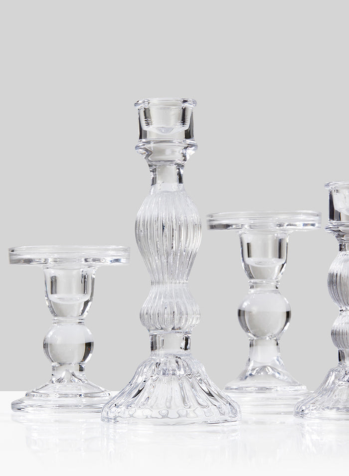 4.5in Tall Clear Glass Pillar Holder, Set of 6 Decor Jamali Garden