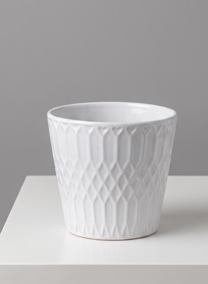 4.5in Tall Florist Choice White Ceramic Cachepot, Set of 4 Decor Jamali Garden