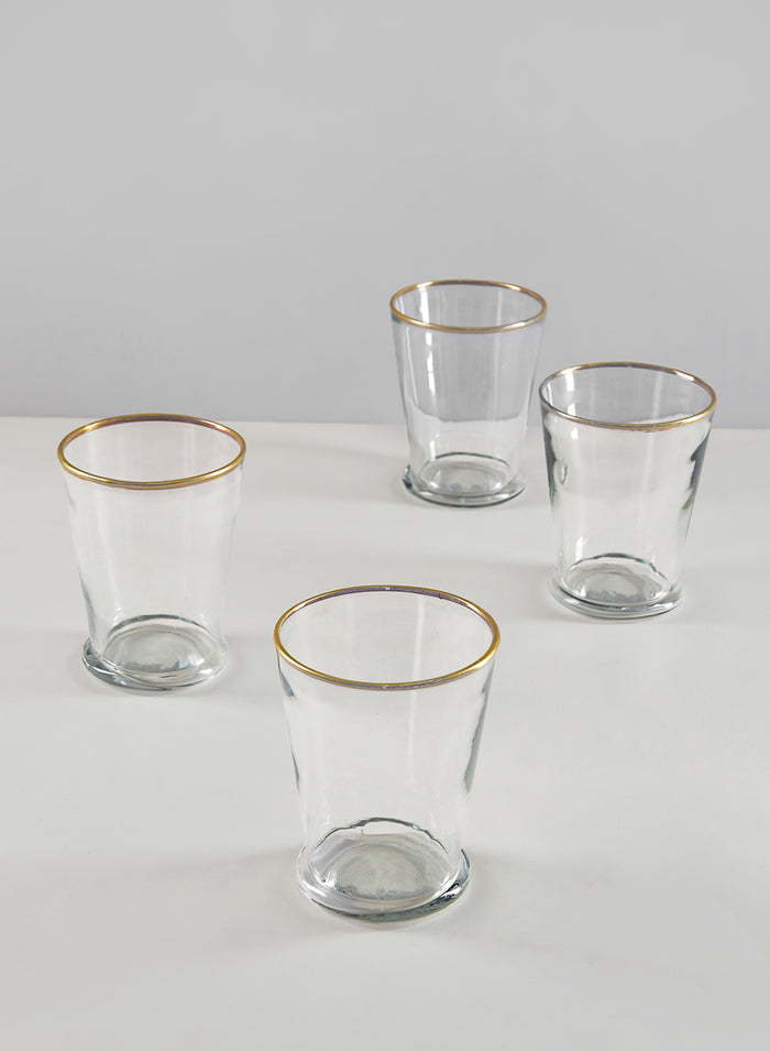 4.5in Tall Gold Rim Glass Julep Cup Vase, Set of 4 Decor Jamali Garden