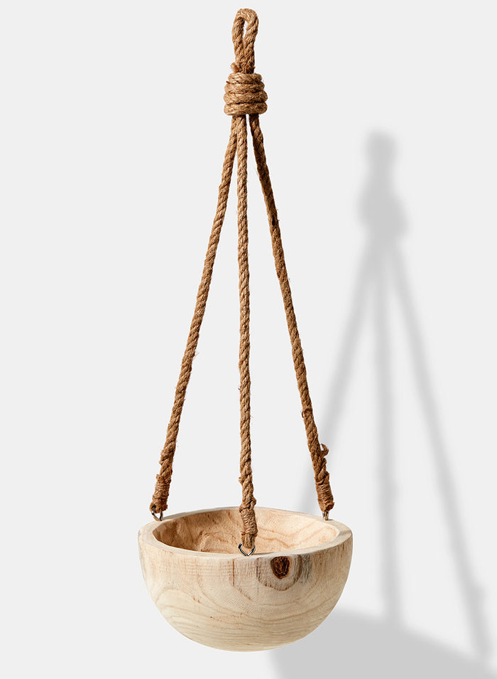 4.5in Tall Hanging Paulownia Wood Bowl Decor Jamali Garden