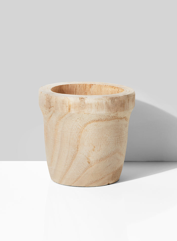 4.5in Tall Paulownia Wood Pot, Set of 2 Decor Jamali Garden