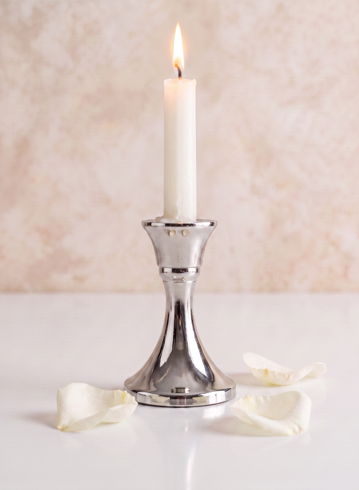 4.5in Tall Silver Metal Candlestick, Case of 6 Decor Jamali Garden