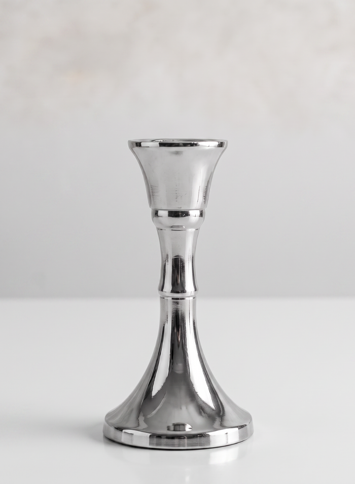 4.5in Tall Silver Metal Candlestick, Case of 6 Decor Jamali Garden