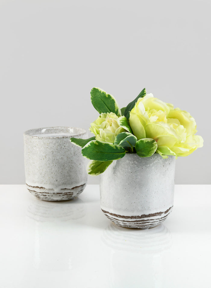 4.75in Tall Artisan Rustic White Pot, Set of 2 Decor Jamali Garden
