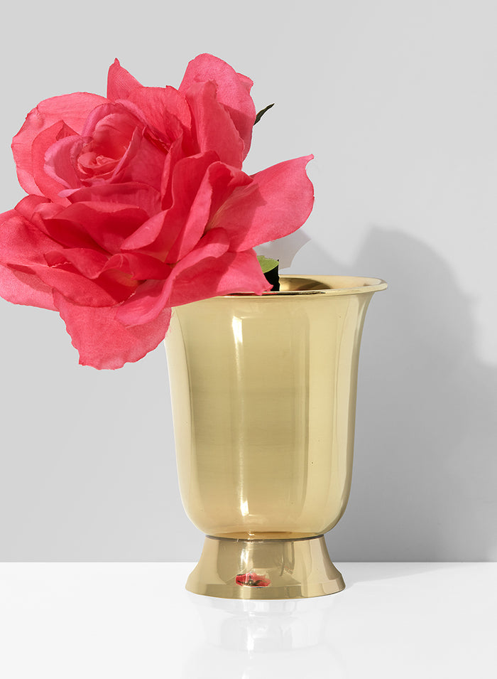 4.75in Tall Footed Brass Vase Decor Jamali Garden