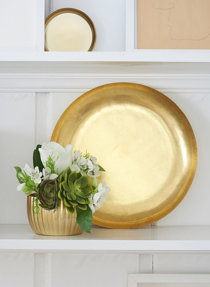 4.75in Wide Gold Pillar Metal Plate, Set of 6 Decor Jamali Garden