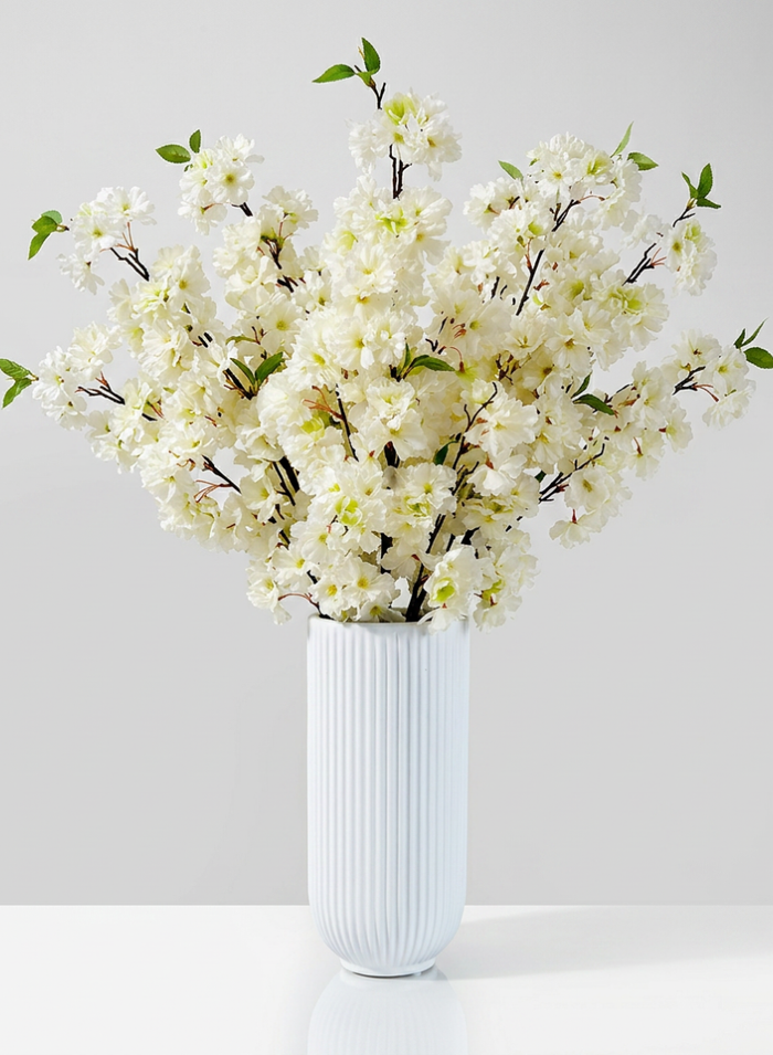 48in Long White Cherry Blossom Spray, Case of 12 Decor Jamali Garden