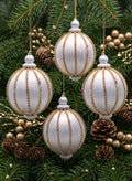 4in Round Gold Rhinestone White Hanging Decorative Ornament Decor Jamali Garden