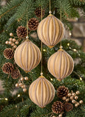 4in Round Gold Velvet & Rhinestone Decorative Hanging Ball Ornament Decor Jamali Garden