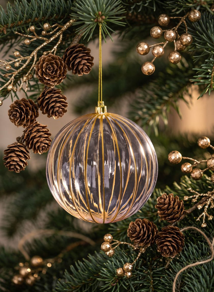 4in Round Plastic "Real Glass Look" Antique Clear Gold Ornament Decor Jamali Garden