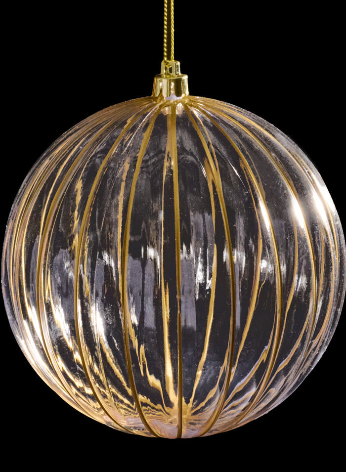 4in Round Plastic "Real Glass Look" Antique Clear Gold Ornament Decor Jamali Garden