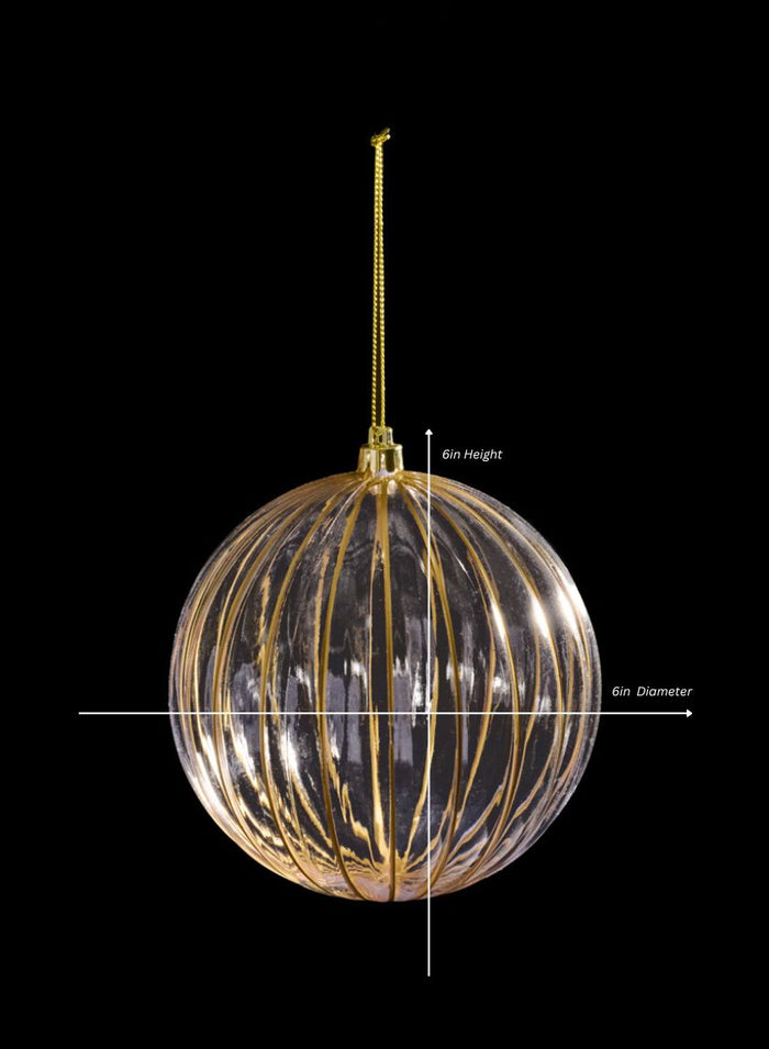 4in Round Plastic "Real Glass Look" Antique Clear Gold Ornament Decor Jamali Garden