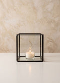 4in Square Black Antique Glass Box Without Lid Decor Jamali Garden