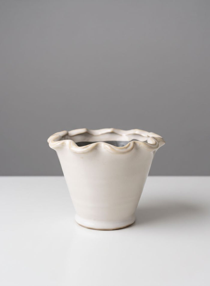 4in Tall Avignon White Ceramic Cachepot Decor Jamali Garden