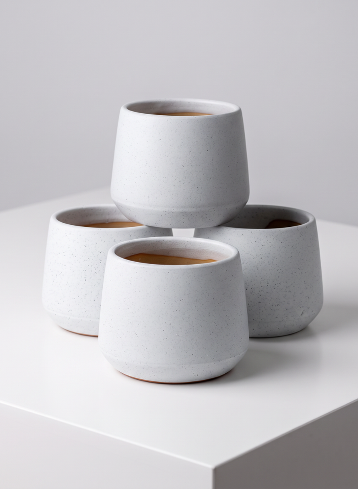 4in Tall Florist Choice Matte White Bell Ceramic Cachepot, Set of 4 Decor Jamali Garden