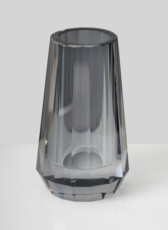 4in Tall Krustallos Luxe Smoke Grey Crystal Glass Vase, Mini Decor Jamali Garden